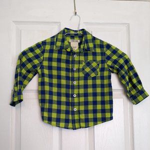 Cherokee Boy's Blue and Green Plaid Button Down 3T
